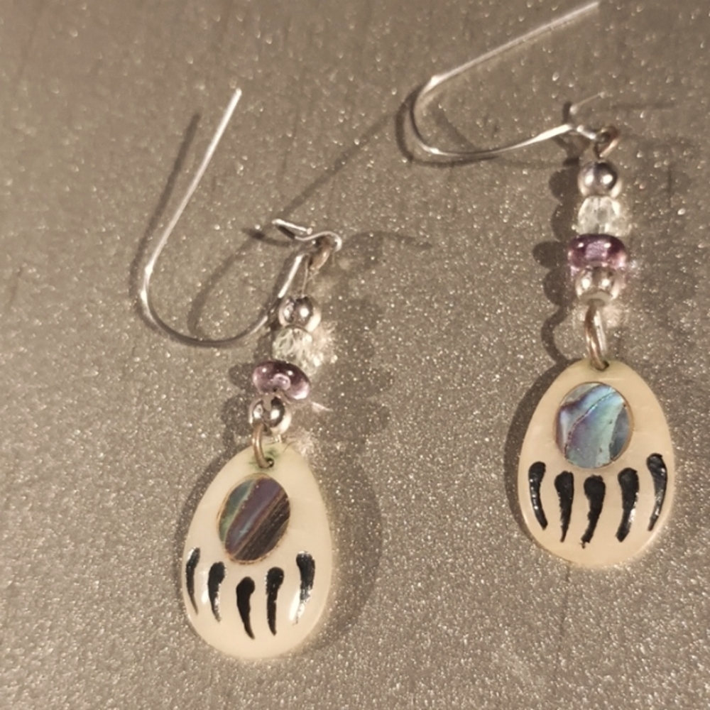 Native American earrings with Mother of Pearl inlays